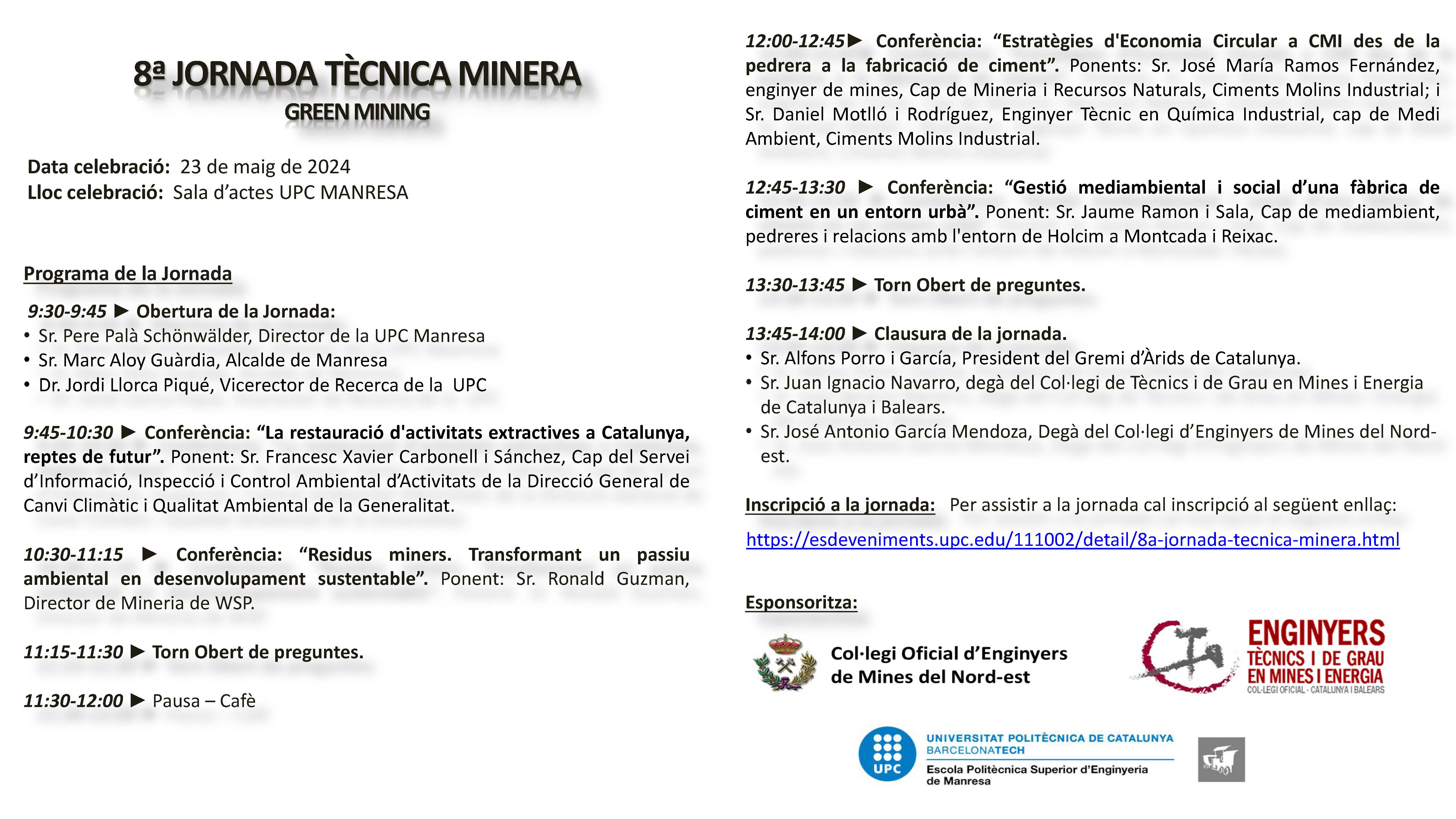 Programa 8a Jornada Tècnica Minera