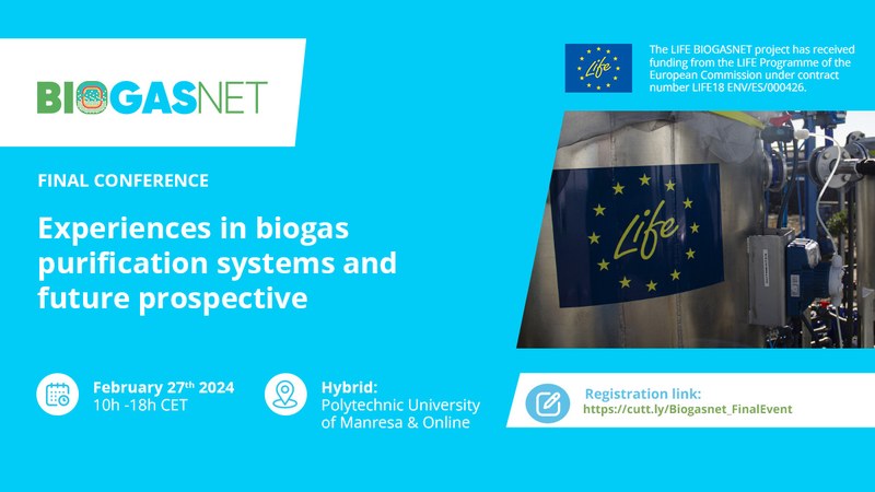 "Experiències en sistemes de purificació de biogàs i prospectiva de futur" - Workshop final del projecte LIFE BIOGASNET