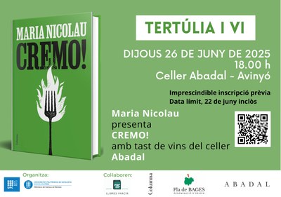 La Biblioteca del Campus Universitari de Manresa celebra la 10a edició del “Tertúlia i vi” amb Maria Nicolau al celler Abadal