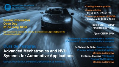 Open Day del curs de Postgrau Advanced Mechatronic and NVH Systems for Automotive applications