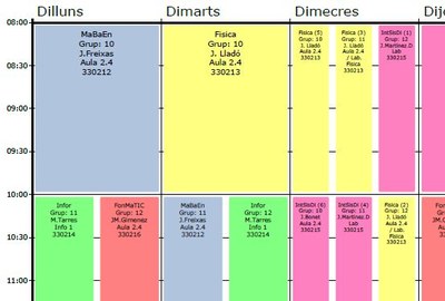 Publicats els horaris 2018/2019 Tardor